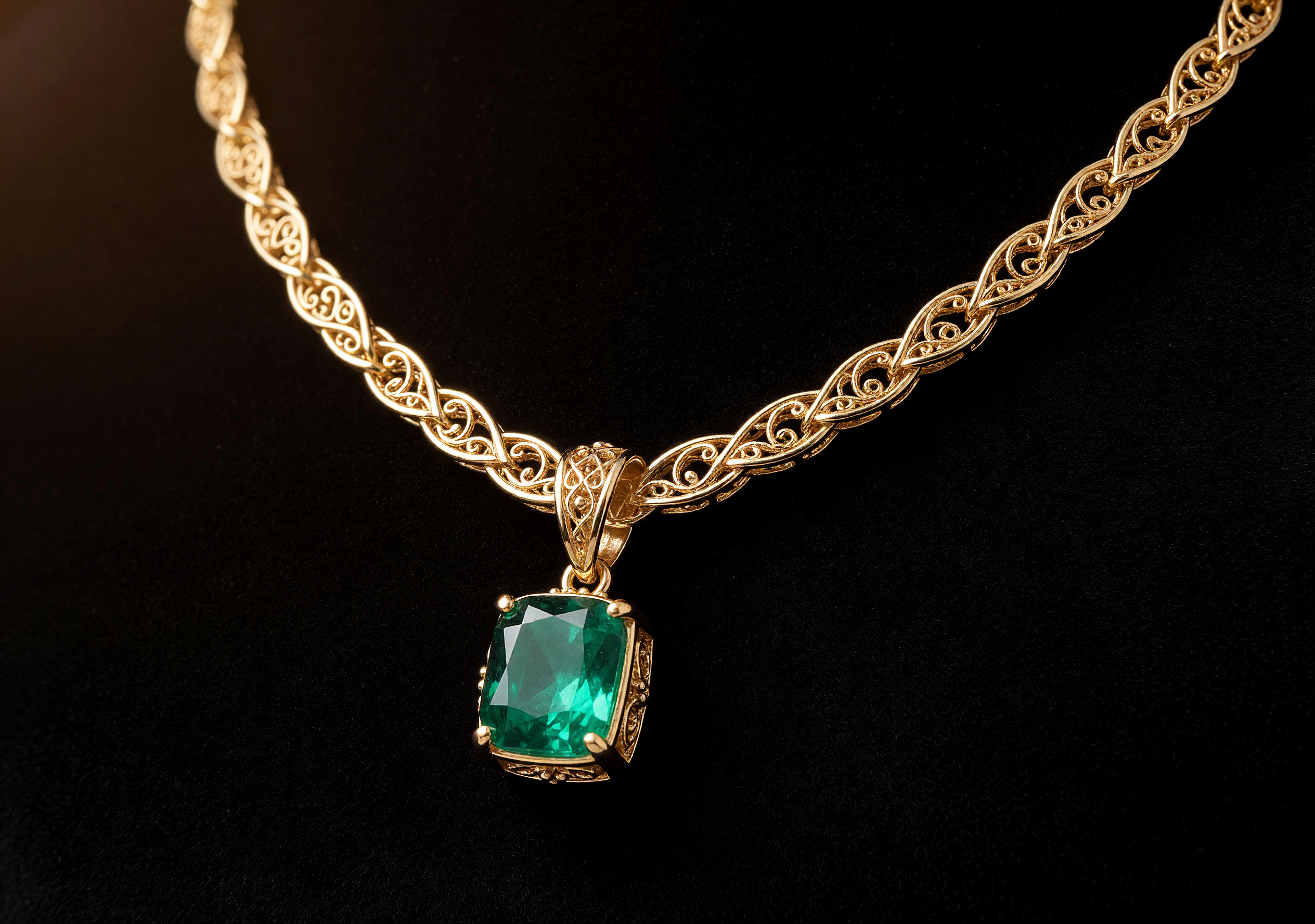 Colar artesanal em ouro com pedras preciosas