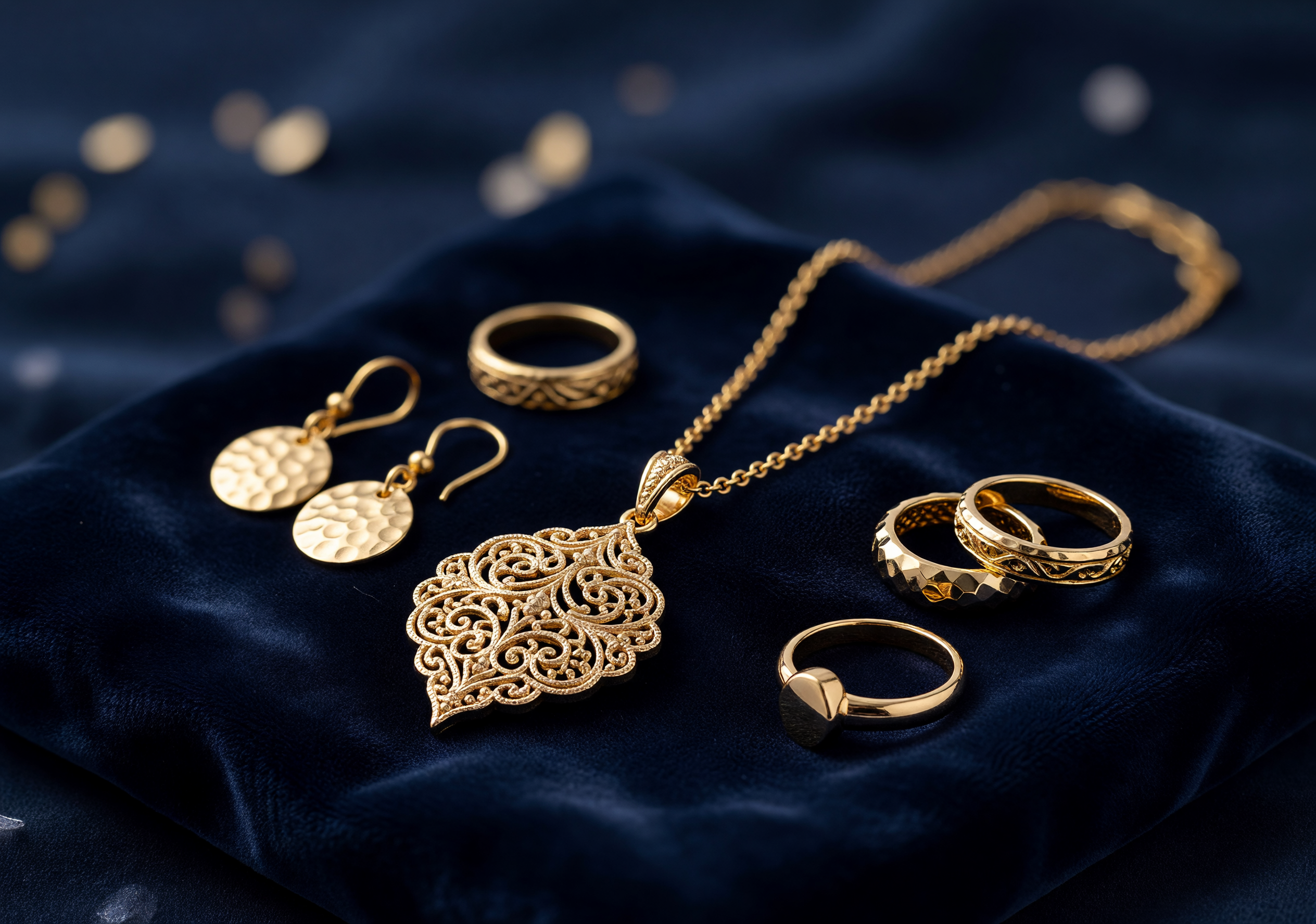 Detalhes de joias em ouro